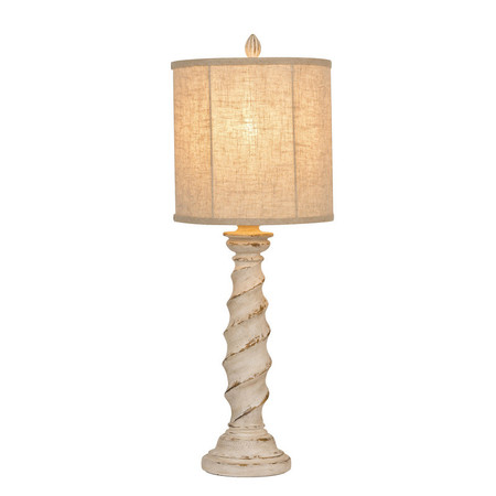 Litex Industries 33" Table Lamp, Distressed White Base and Tan Shade BL22LTX